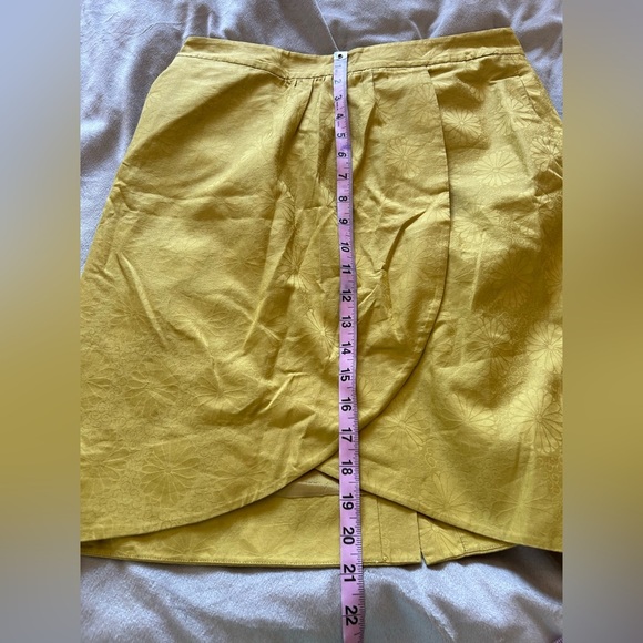 Edme and esyllte Yellow Jacquard Floral Pattern Zippered Skirt - Picture 7 of 8